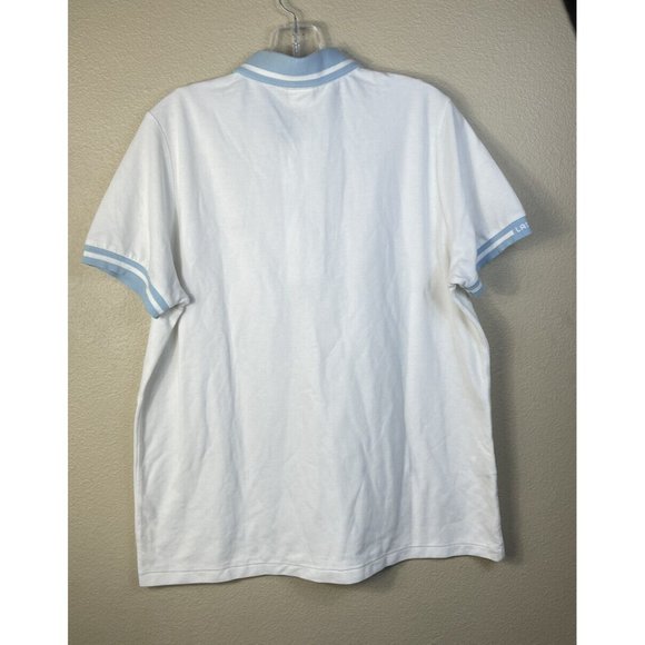LACOSTE White Blue Slim Fit Polo Women's Short Sleeve Shirt Cotton Blend Size 4 - Picture 2 of 9